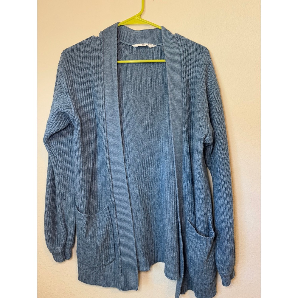Tavi Open Front Cardigan Knit Sweater Blue XS Extra Small Cozy Knitwear